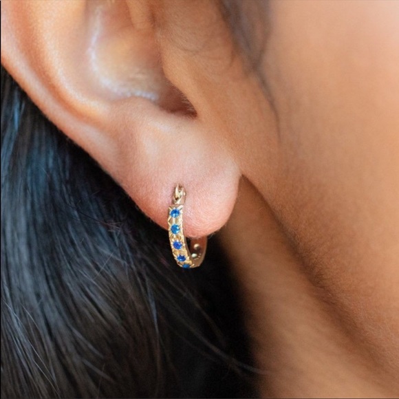 Lisbeth Star sapphire CZ Hoop Earrings Five & Two - Picture 2 of 9